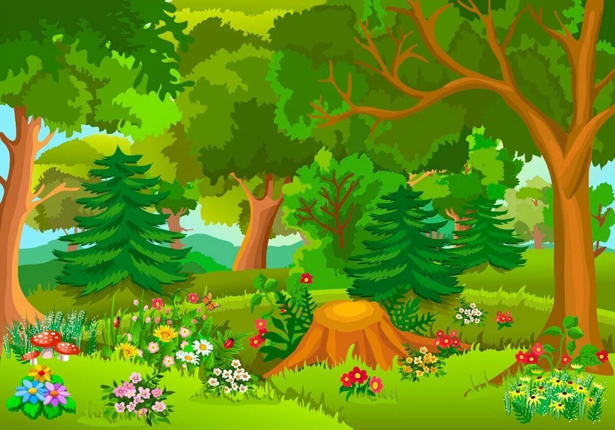 Сказочный лес для детей. Лес для детей дошкольного возраста. Лес мультяшные. Сказочная Поляна в лесу. Голос леса для детей