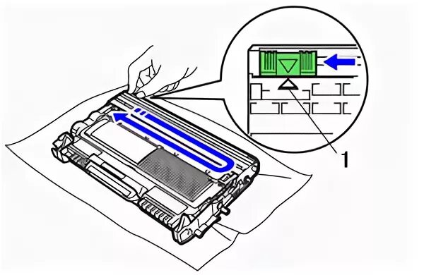 Brother зеленая лапка. Бразер 5750 блок фотобарабана. Brother фотобарабан передвиньте зеленую лапку. Принтер brother зеленый ползунок на фотобарабане. Сдвиньте фотобарабан принтер.