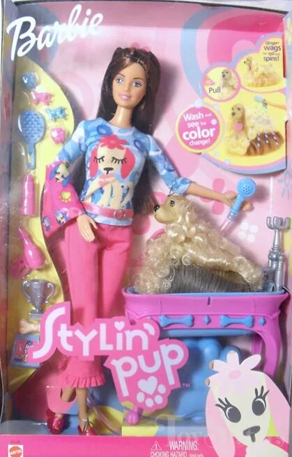 Barbie Stylin pup. Кукла Барби с собакой. Барби с собакой 2000е. Barbie brunette Stylin' pup.