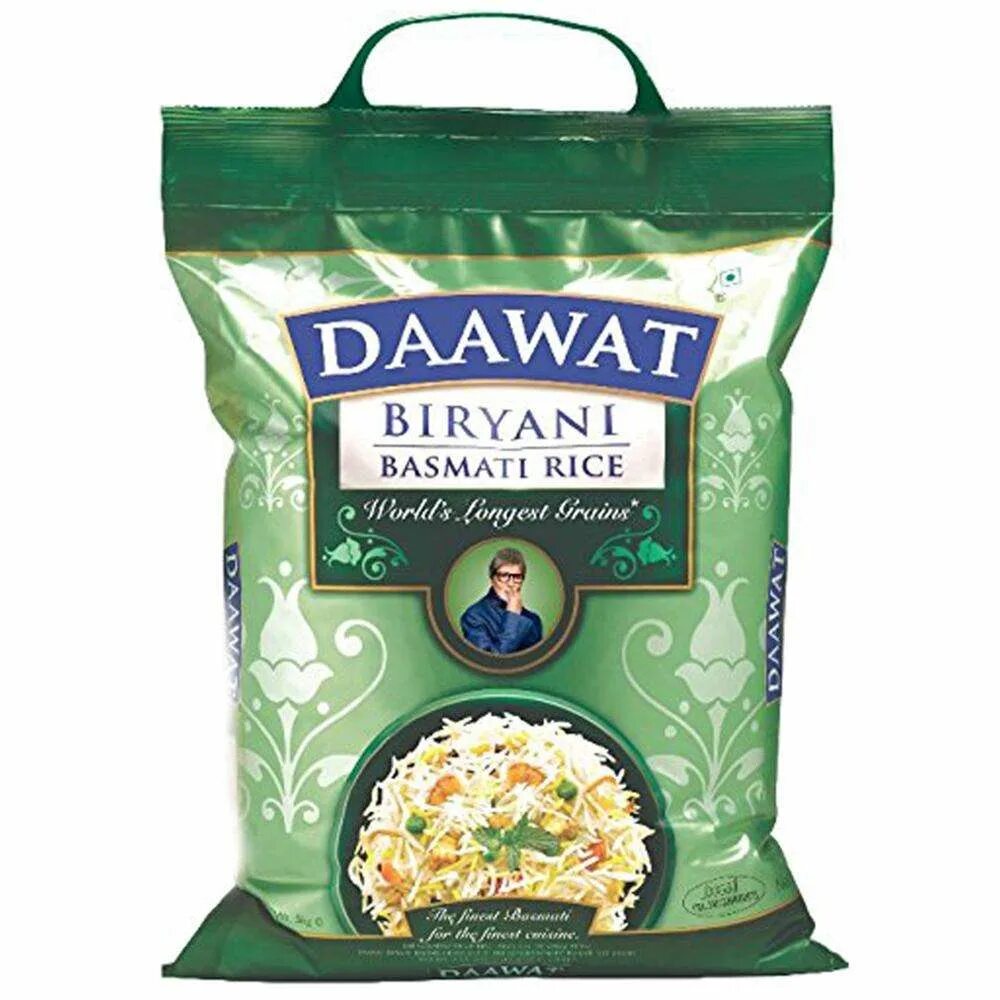 Рис 5 кг купить. Басмати бирьяни. Daawat Rice 5 kg. Рис басмати бириани. Рис Daawat.