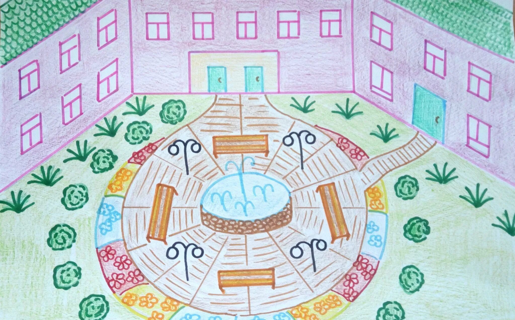 Двор глазами ребенка. Город рисунок. Рисунок мой двор. Школьный двор рисунок. Рисунок на тему мой город.