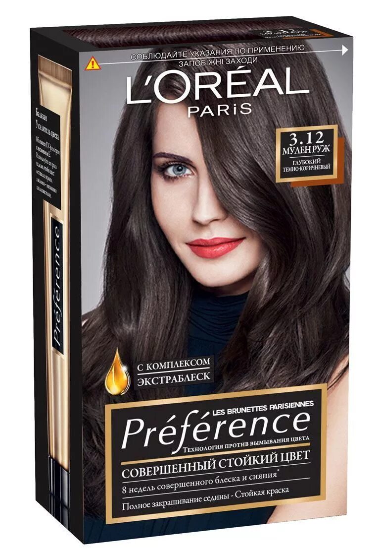 L oreal paris стойкая краска. Краска для волос лореаль преферанс 3.12. Loreal preference 3.12 Мулен Руж. Лореаль Париж преферанс. Лореаль Париж краска преферанс коричневый.