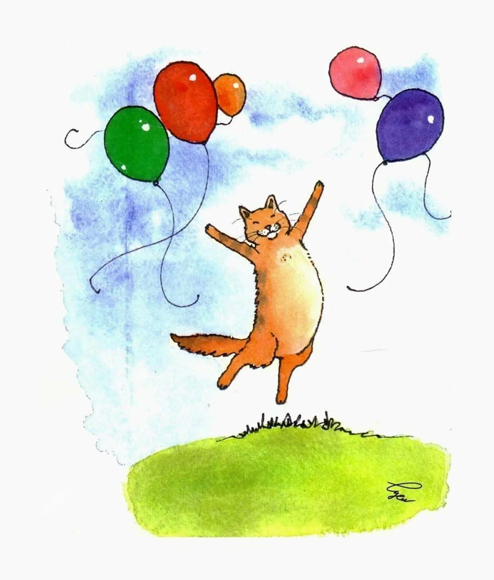 Кошка с воздушными шариками. Котёнок с шариком. Котик с воздушным шариком. Рисование кошка с воздушными шариками. Котик с шариками рисунок.