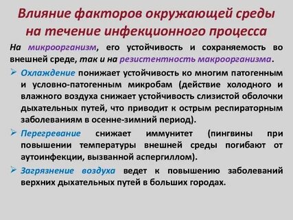 Условия возникновение инфекций