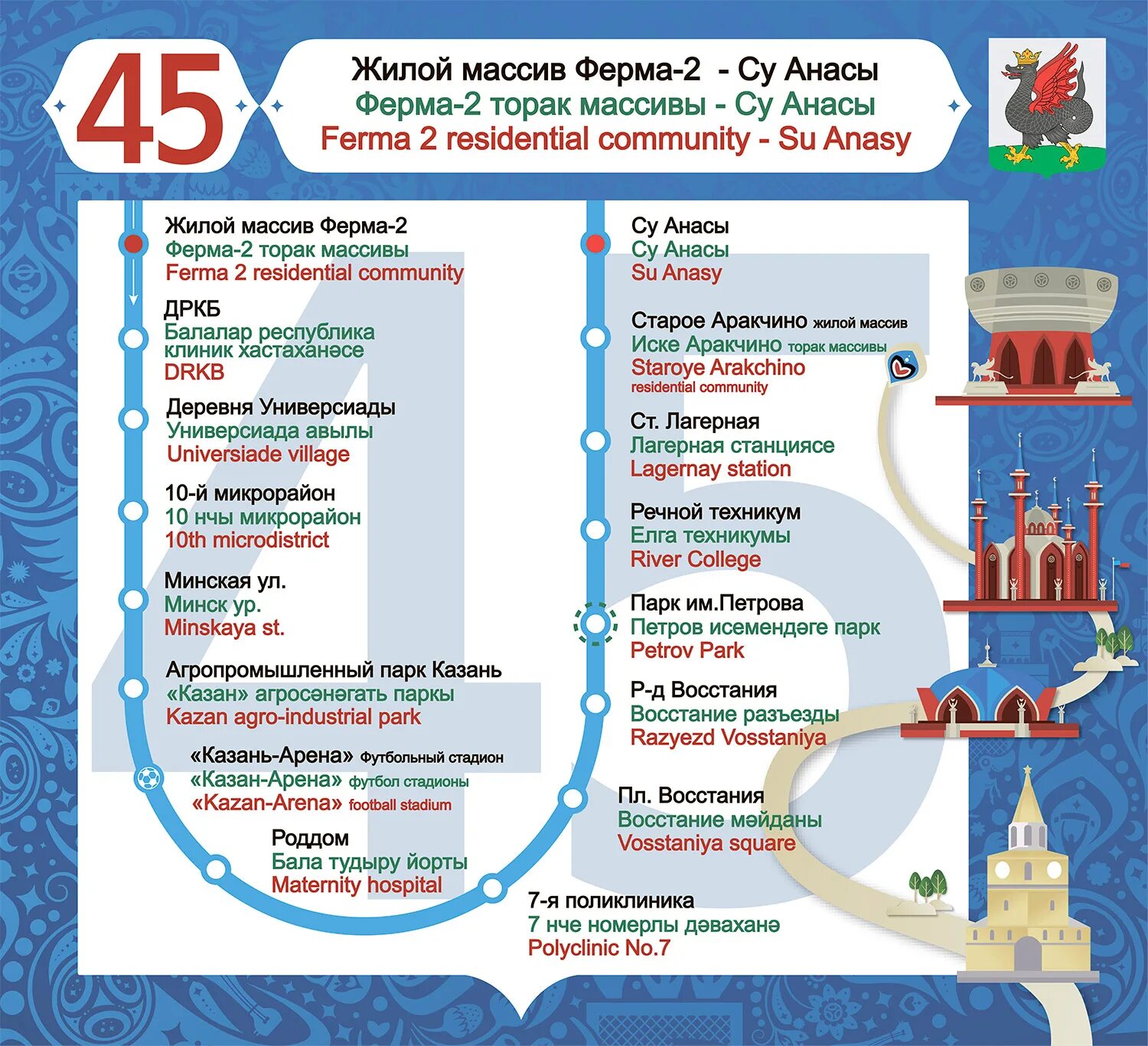 Расписание автобусов казань 45 маршрут