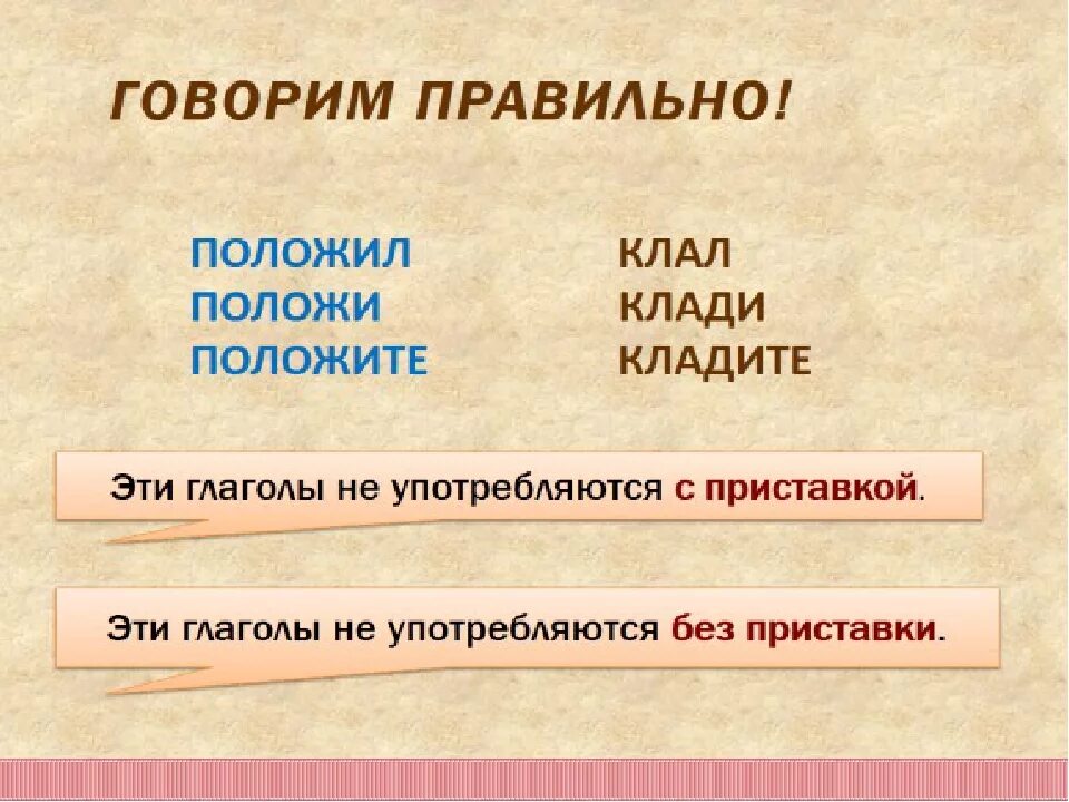 Вид слова класть. Правильная форма глагола класть. Глаголы класть и класть. Класть и положить. Правильно положить или класть.