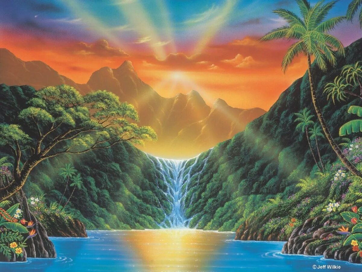 Красивая открытка рай. Рай земной. Рай на земле. Рай на земле картина. Райская Планета.