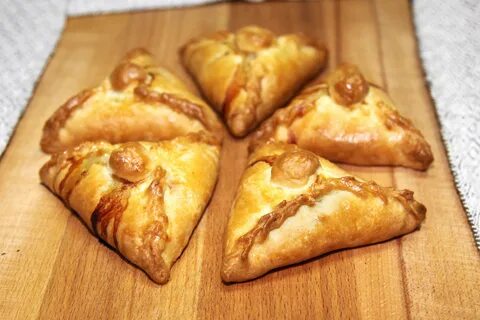 Треугольники картошка с мясом в тесте