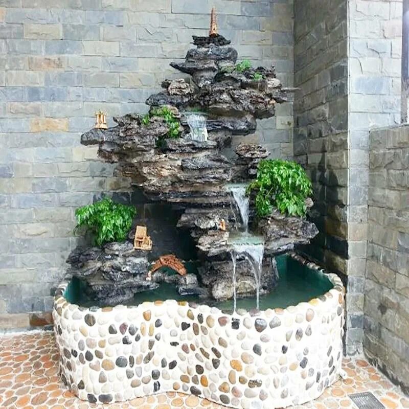 H65cm Ogen River Leap 4-Tier Cascading Water Feature with Lights Indoor/Outdoor 
