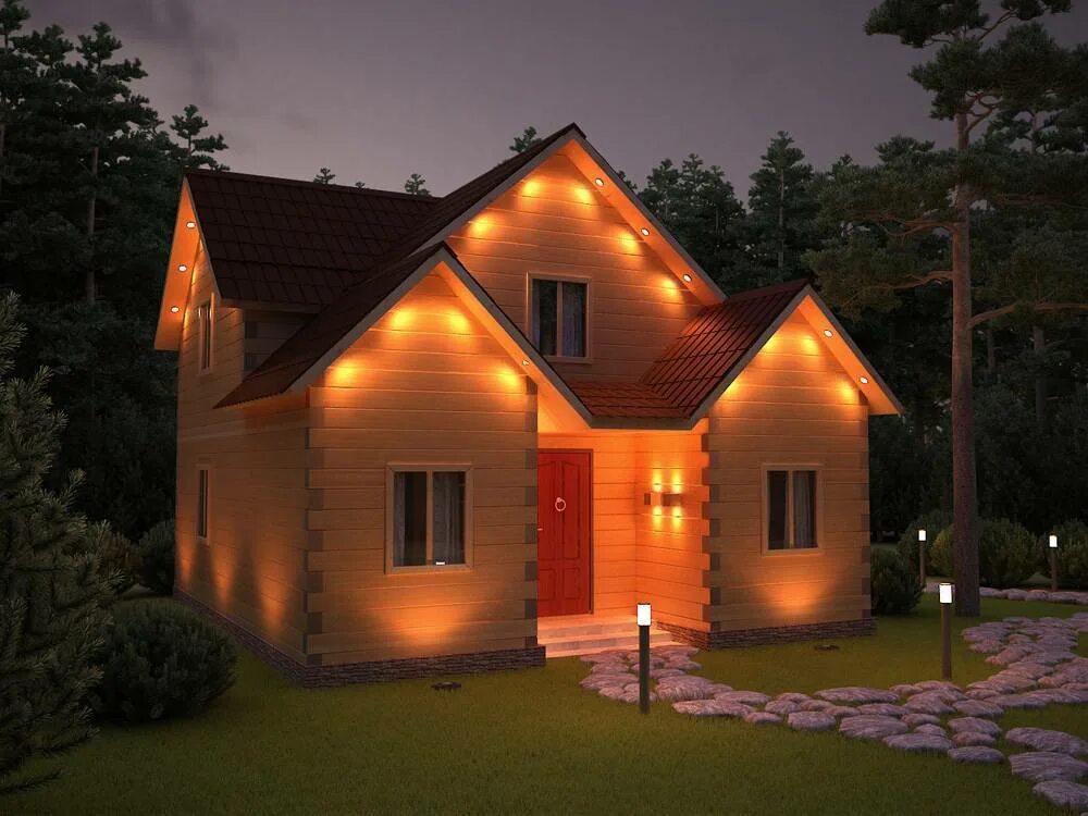 Свет дому интернет. Освещение в доме. Освещение загородного дома. Подсветка деревянных домов. Подсветка фасадов деревянных домов.
