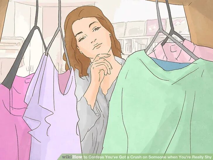 Девушка в магазине одежды рисунок. WIKIHOW картинки комфортная одежда. Девочка в комнате выбирает одежду иллюстрации. How-to-become-a-Fashion-buyer. Really shy