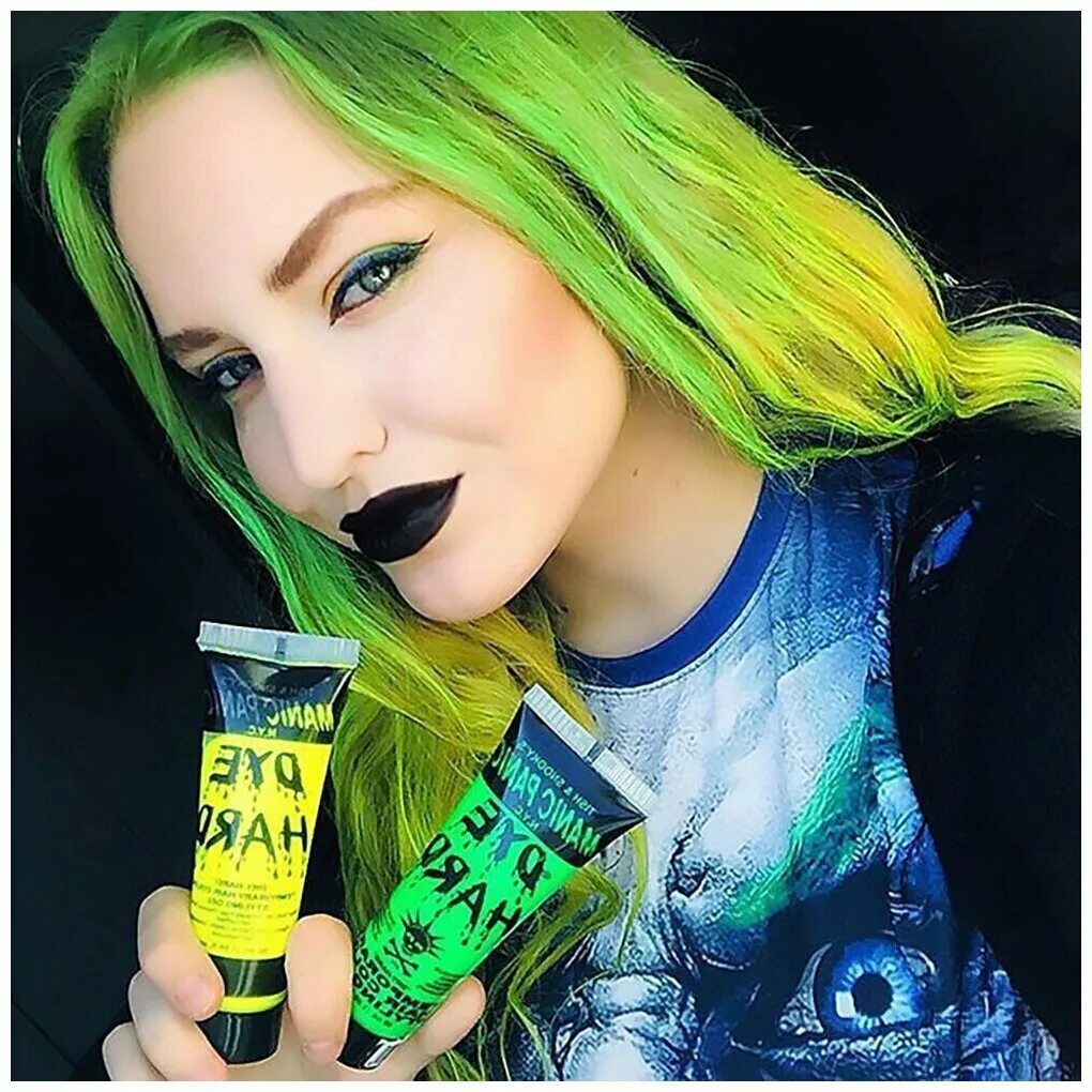 Dye hard краски. Гель Manic Panic Dye hard Electric Banana. Manic Panic зеленый. Краска для волос светящаяся в темноте. Manic Panic Electric Lizard.