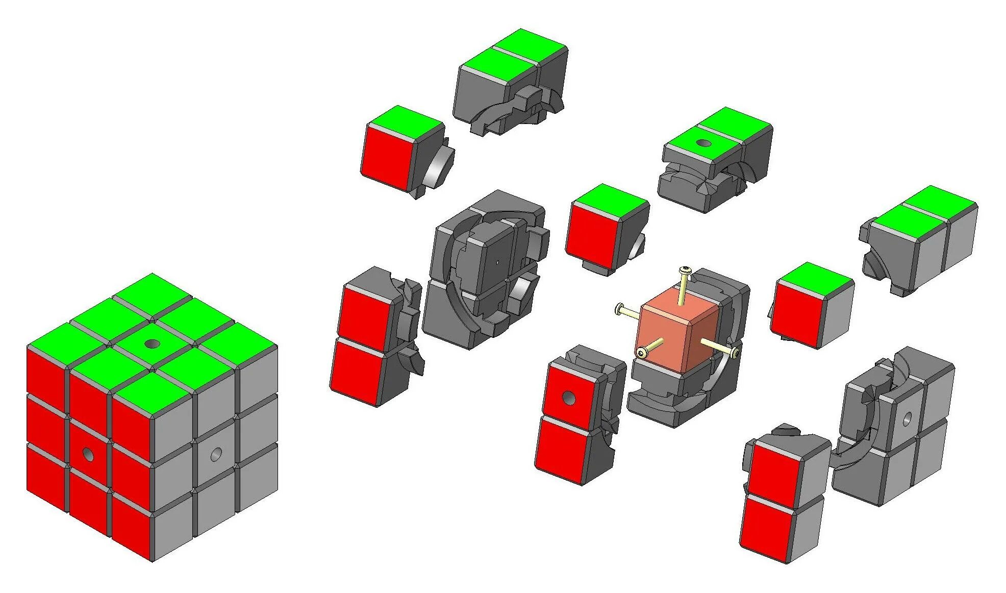 Механизм кубика Рубика 3х3. Строение кубика Рубика 3х3. Собрать разобранный кубик Рубика 3х3. Строение деталей кубика Рубика 2х2. Приложение собрать кубик 3 на 3