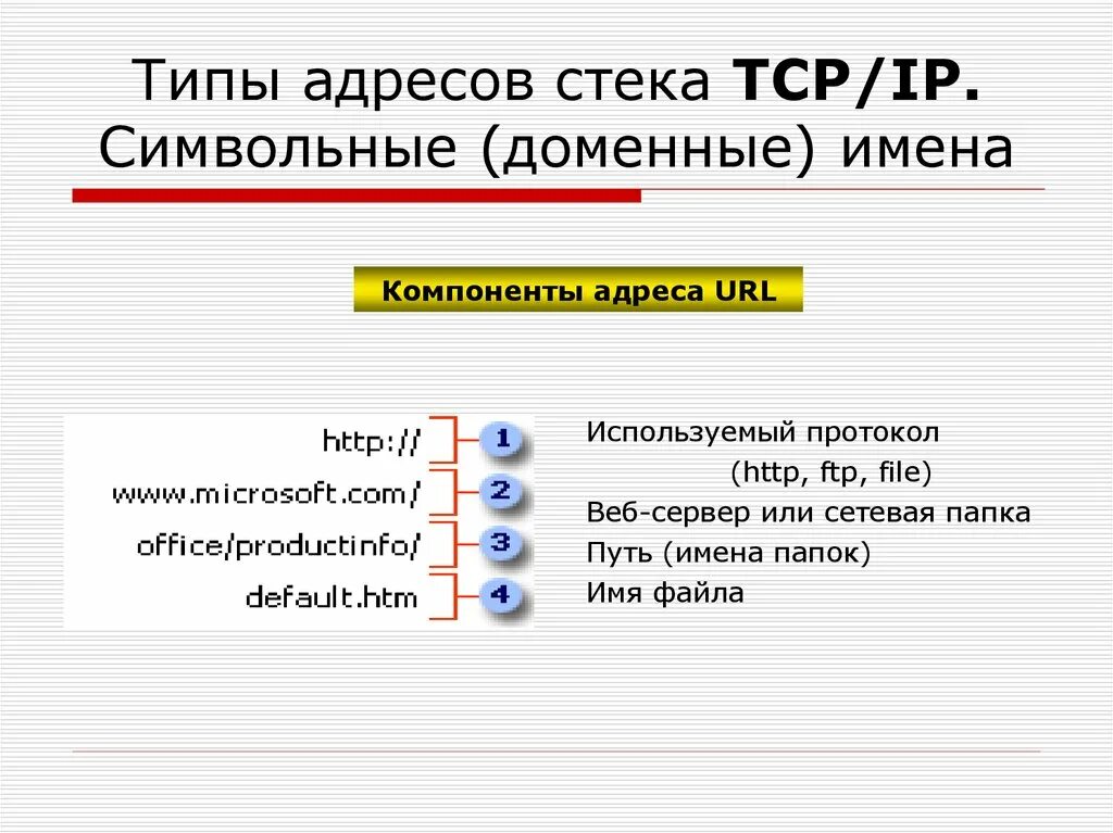 Технологический домен. Символьные Доменные имена. Типы IP адресов. Типы адресов в IP сетях. Типы сетевых адресов.