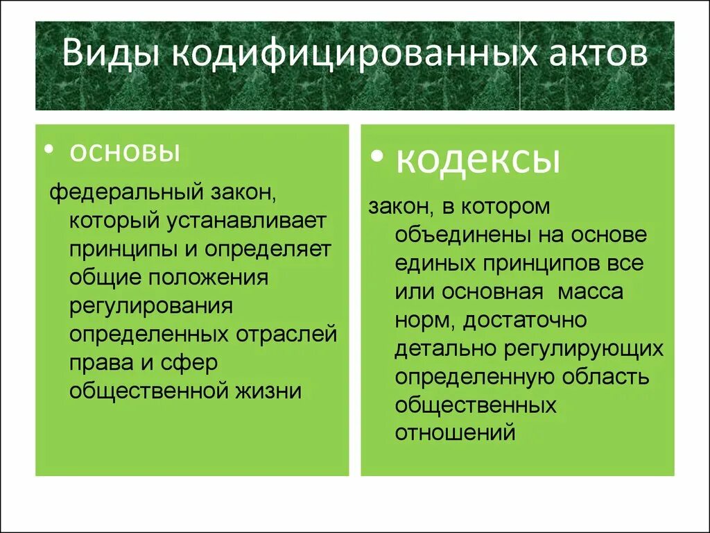 Виды кодифицированных актов. Кодифицированные акты примеры. Кодифицированный правовой акт пример. Кодифицированные нормативно правовые акты примеры.