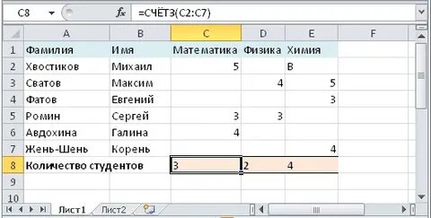 Счетз excel что это