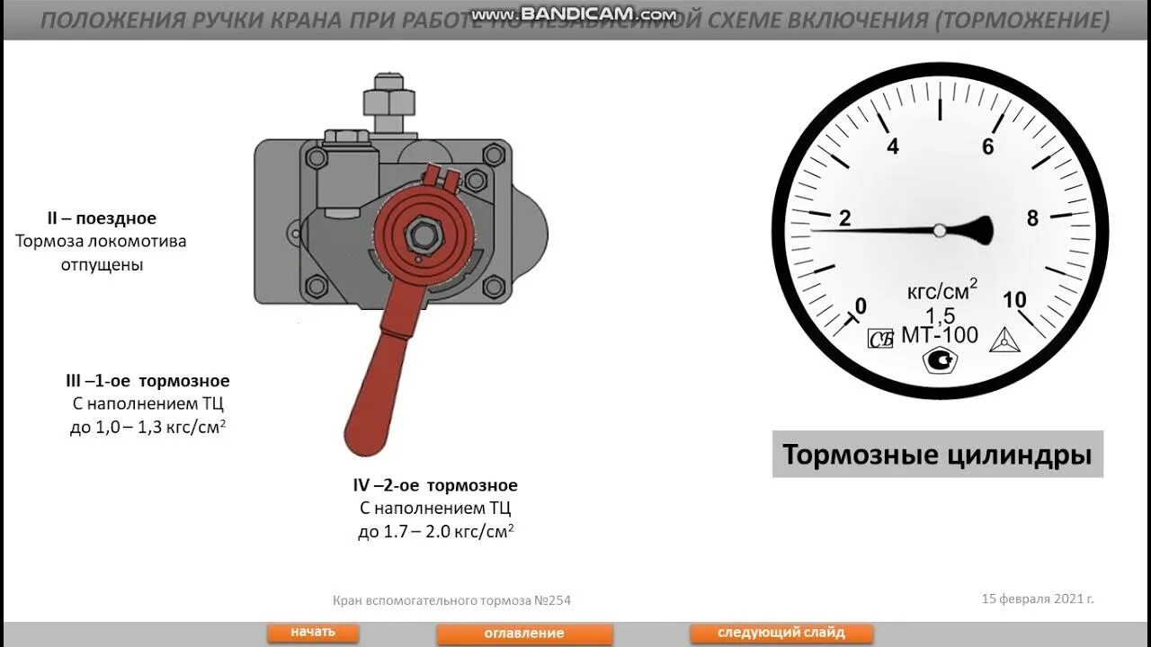 Давление в тормозных цилиндрах электровоза