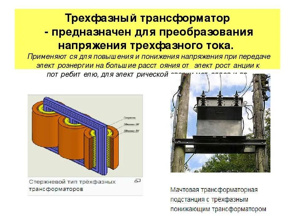 Однофазные силовые трехобмоточные трансформаторы. Конструкция трехфазного трансформатора. Классификация трëх фазных трансформаторов. Принцип действия однофазового трансформатора.