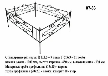 Стандарт оградки на могилу 2 места размер
