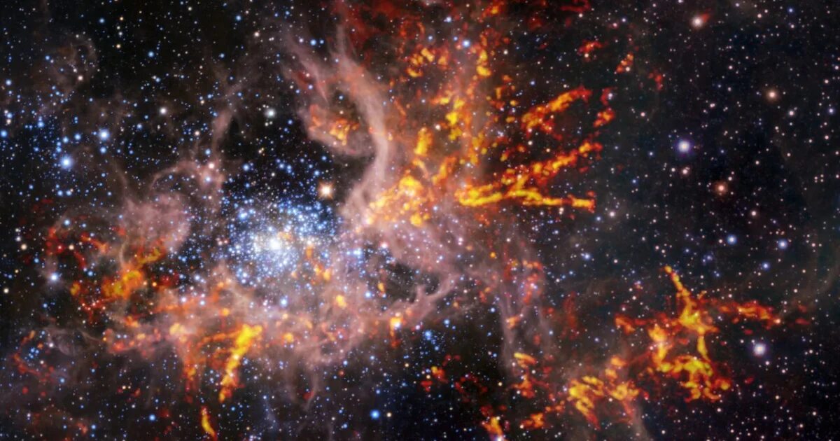 Большое магелланово облако какая галактика. Туманность Магелланово облако. Космос туманность Тарантул. Звездное скопление r136. 30 Doradus Nebula.