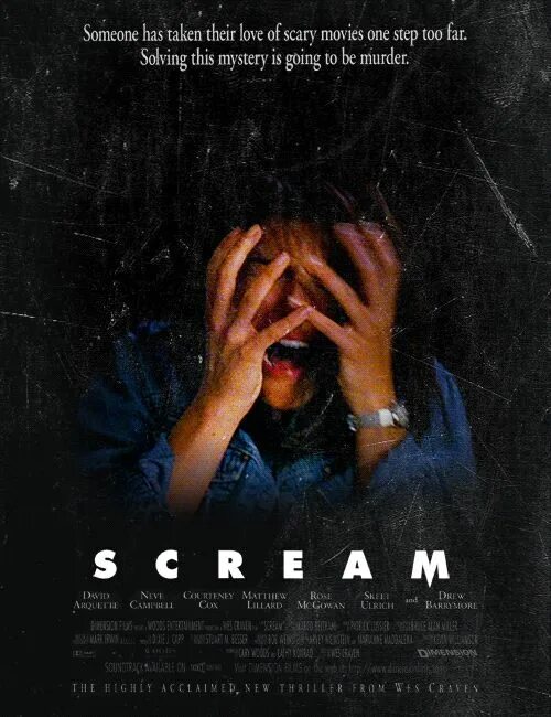 Scream, 1996 Постер. Крик (Scream) 1996 poster. Scare l