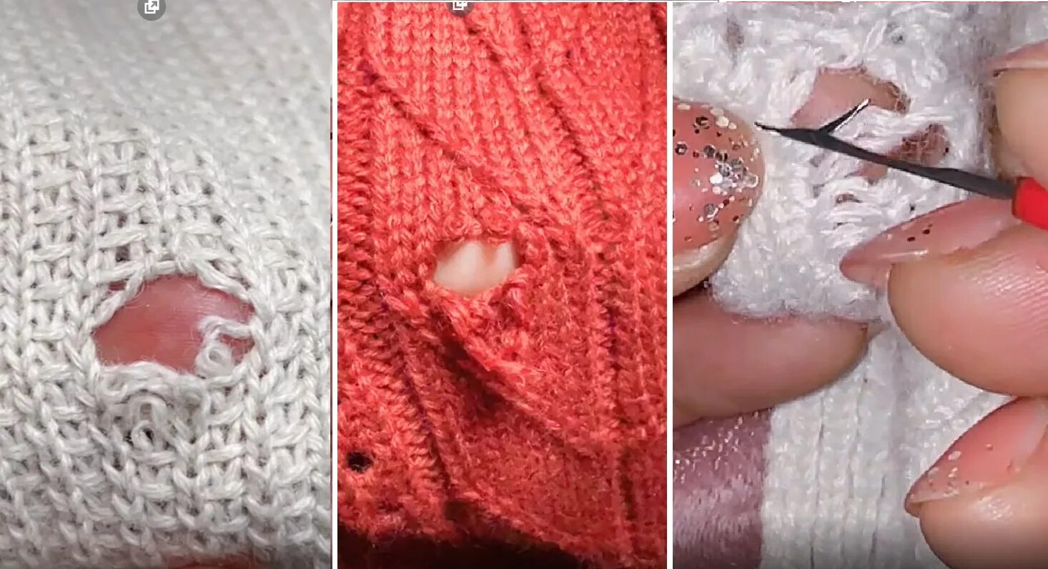 Как незаметно зашить свитер. Дырка на трикотаже. Дырка на трикотаже. Дырка на трикотаже. Штопка дырки на трикотаже.