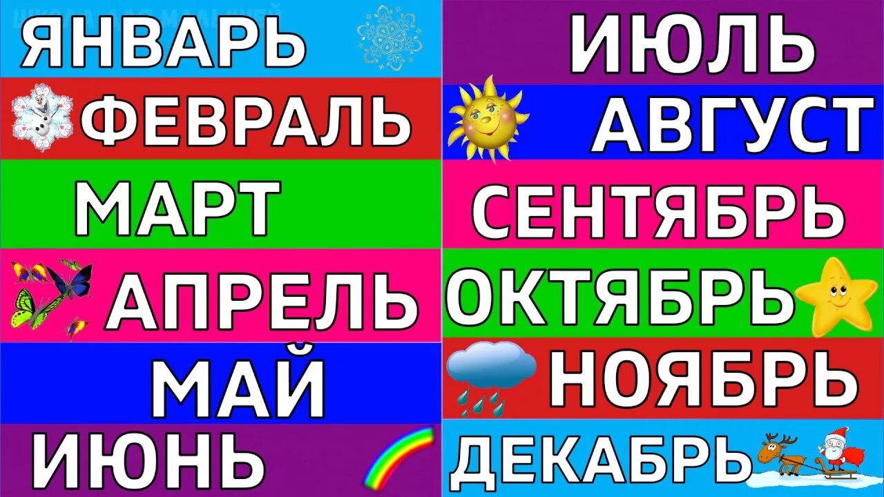 Учить времена и месяца. Месяца года по порядку для детей. учить месяца года для детей. выучи месяца. месяцы в году для детей видео развивающее.