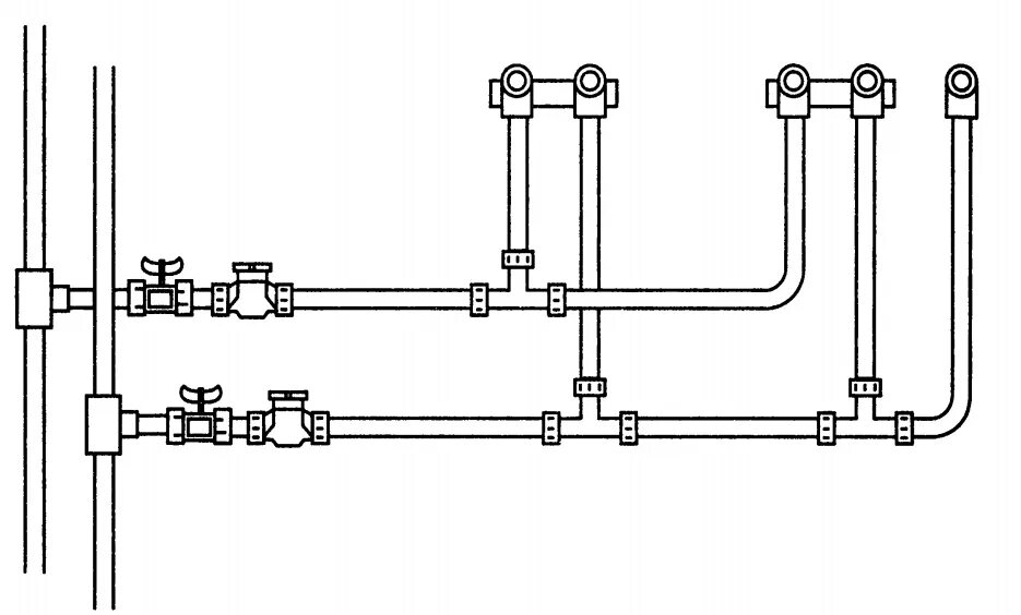 Схема коллекторной разводки водоснабжения. Схема разводки труб водоснабжения в туалете. Тройниковая схема разводки воды. Схема разводки труб водоснабжения в ванной. Подключить воду в квартире