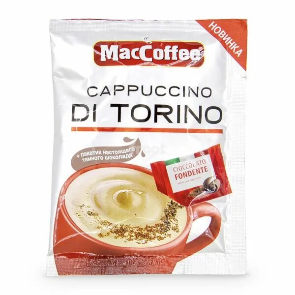 Кофе MACCOFFEE di Torino 25гр. Кофе капучино MACCOFFEE Cappuccino di Torino 25.5*20*20 м/уп. Кофе MACCOFFEE 3в1 капучино di Torino 25,5гр. Маккофе ди торино