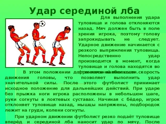 Сколько ударов в футболе. Удар серединой лба в футболе. Удар серединой лба в прыжке. Удар с поворотом в футболе. Удар по мячу серединой лба.