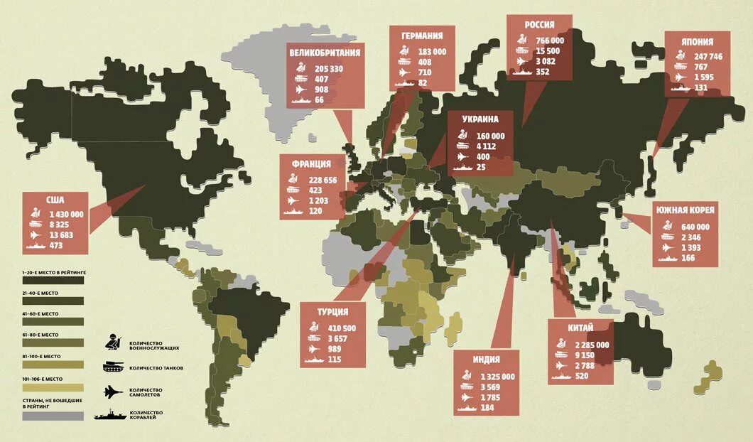 Сколько войск в россии. Страны по численности армии карта. Численность армии государств в мире. Рейтинг стран по военной мощи.
