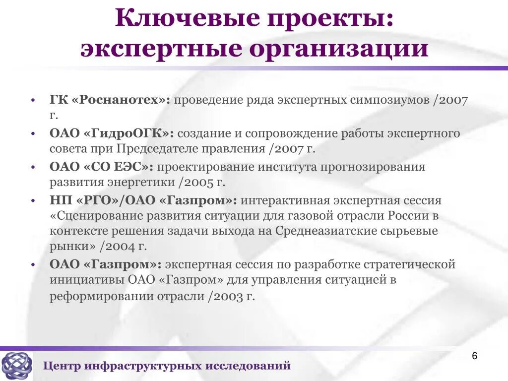 Рекомендации экспертной группы. Ключевые проекты. Экспортные организации. Экспертная организация. Ключевые проекты по отраслям.