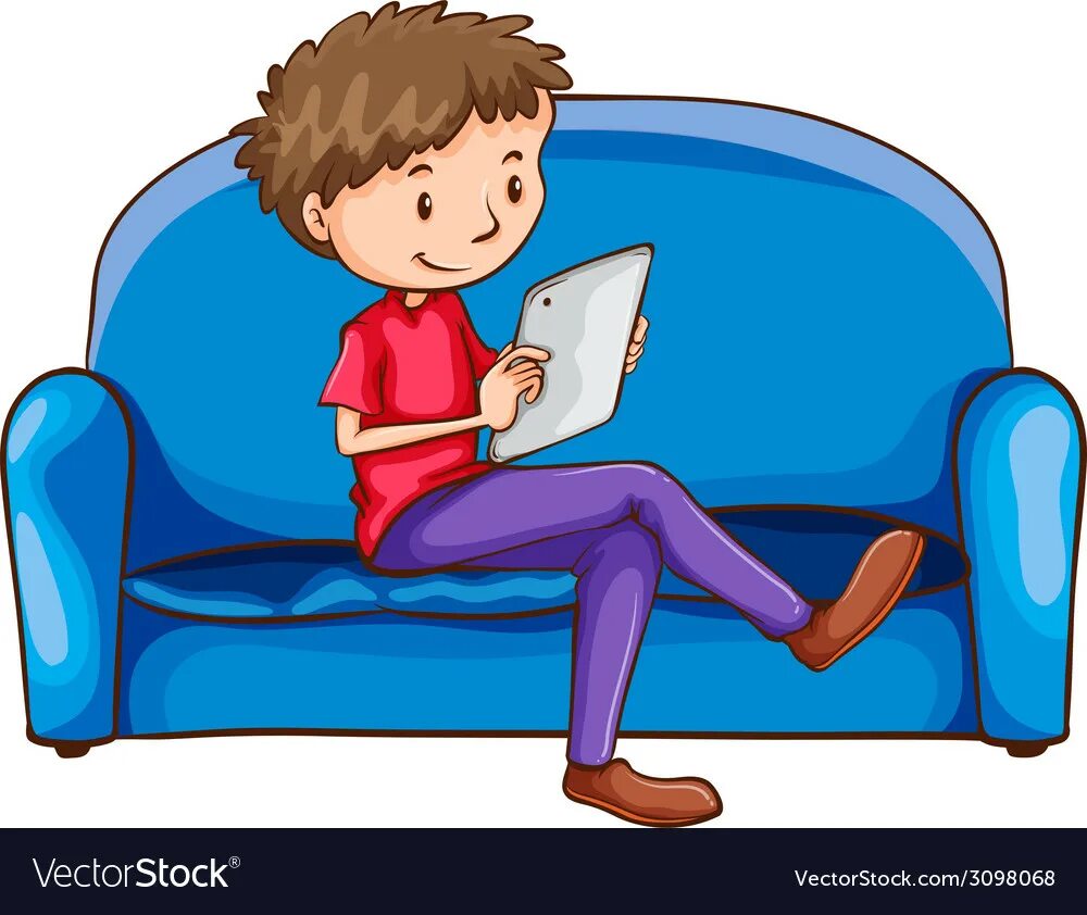 He is on the sofa