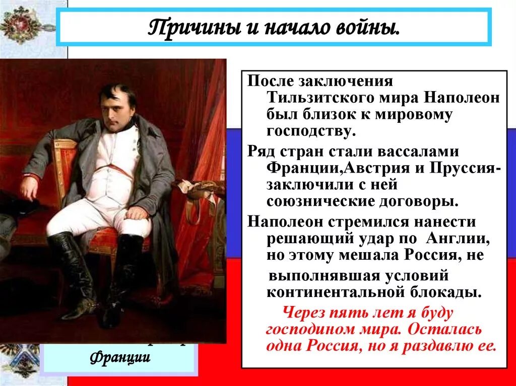 Причины войны между россией и францией 1812