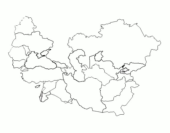 Центральная азия контурная карта