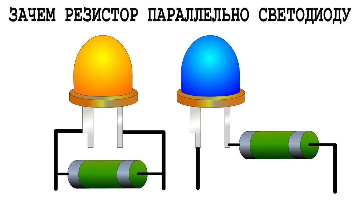 Диод через резистор. Резистор для светодиода. сопротивление светодиода. параллельные резисторы и диод. резистор параллельно светодиоду зачем.