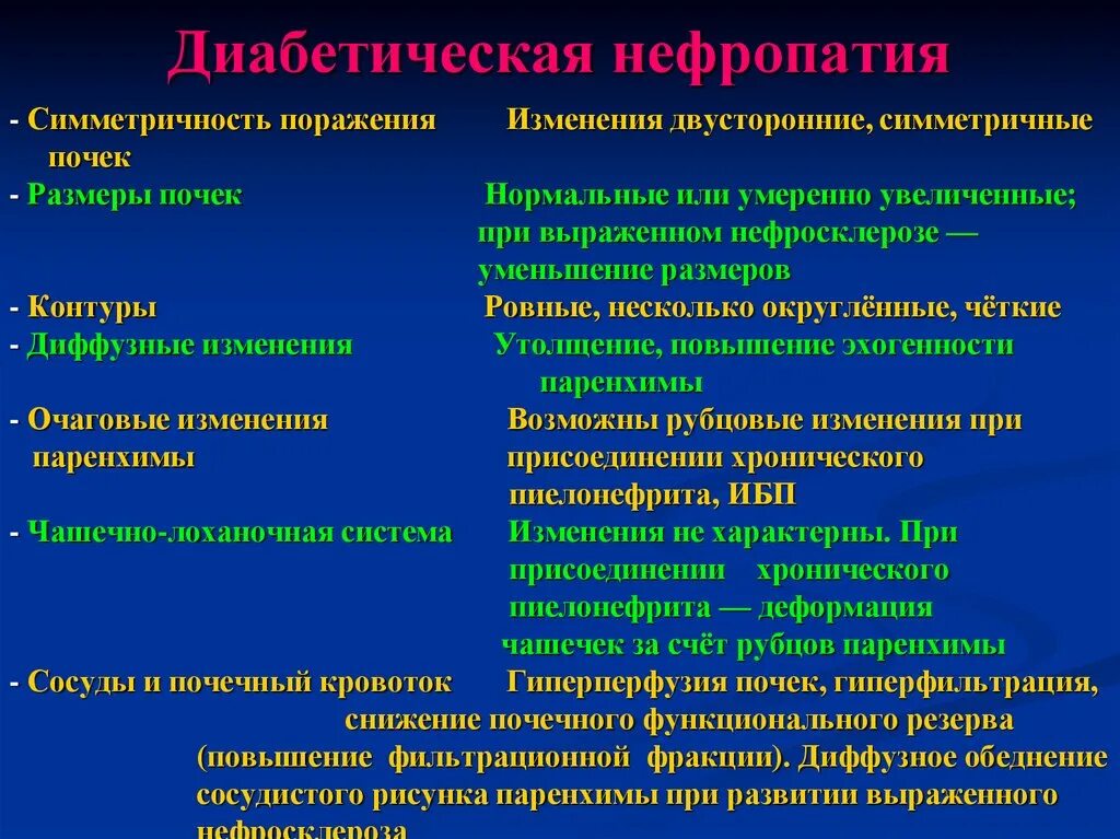 Симптомы поражения почек. Клинические симптомы диабетической нефропатии. Морфологические проявления диабетической нефропатии:. Ранний симптом диабетической нефропатии. План обследования при диабетической нефропатии.