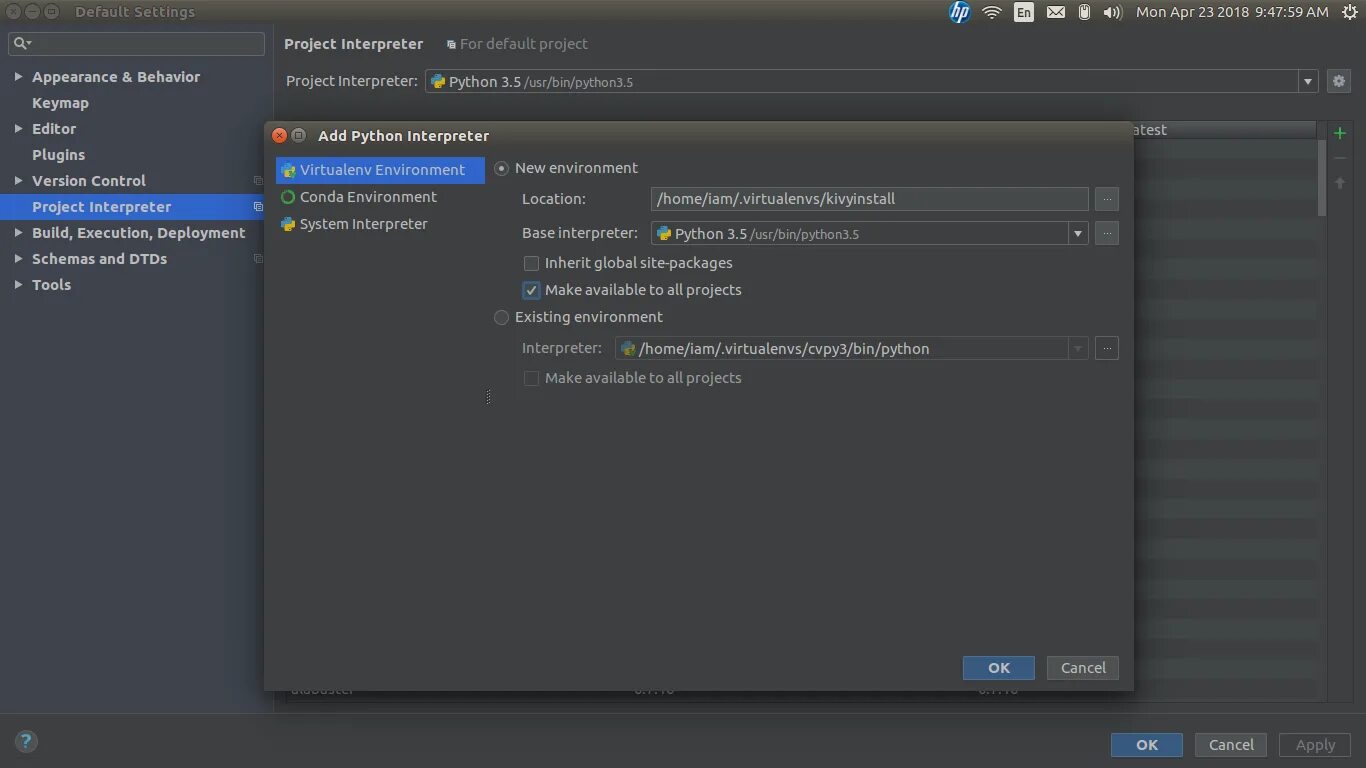 Установить интерпретатор