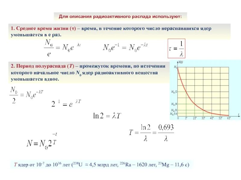 Чему равен период полураспада ядер изотопа