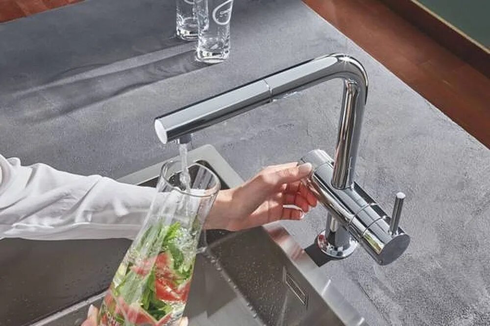 Смеситель с встроенным фильтром. Смеситель для кухни grohe blue pure minta. grohe blue pure minta 31721000. grohe blue pure minta 119706 хром. 31721000 grohe.