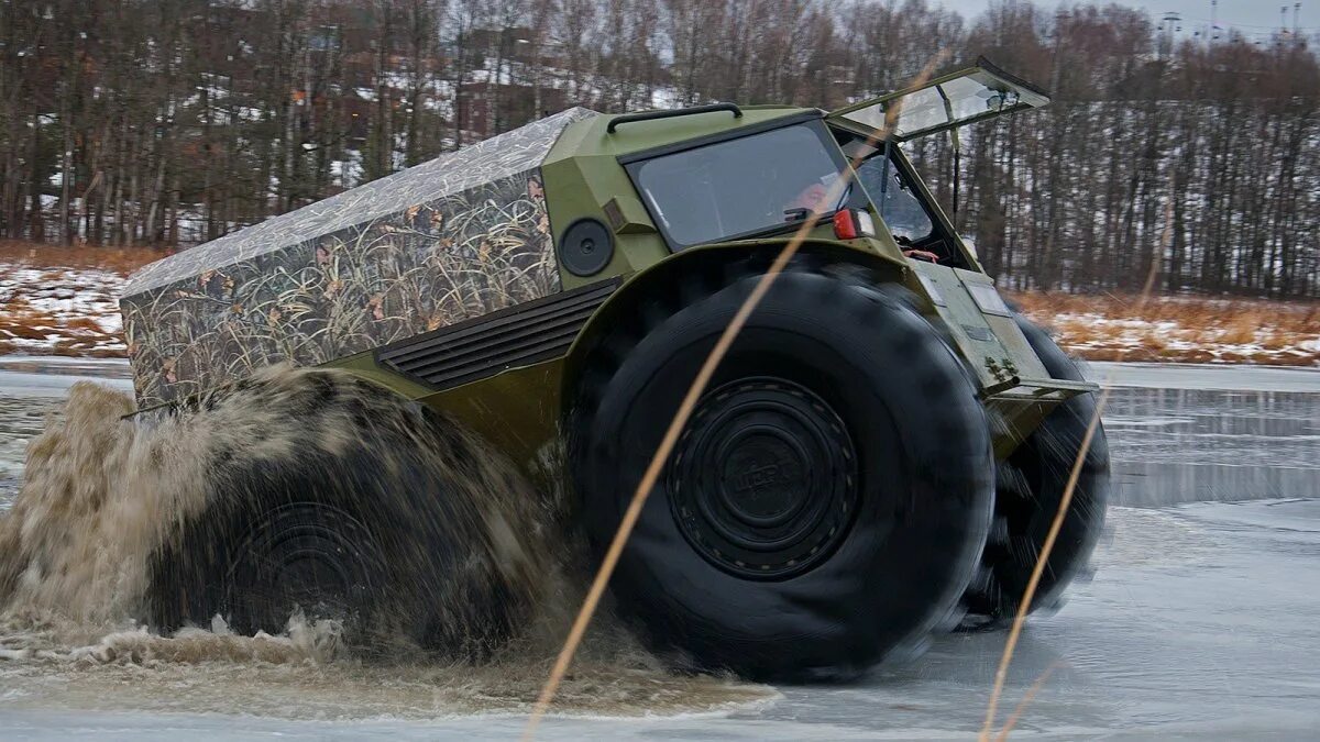 Болотистая машина. Шерп вездеход. Русский вездеход Шерп. Водоплавающий вездеход «Шерп. Шерп Гарагашьян.