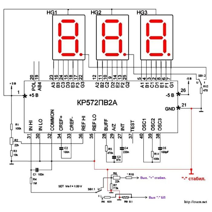 Цифровой вольтметр KY2381ABG-241 / 2381BS, 0-100V (зеленый)