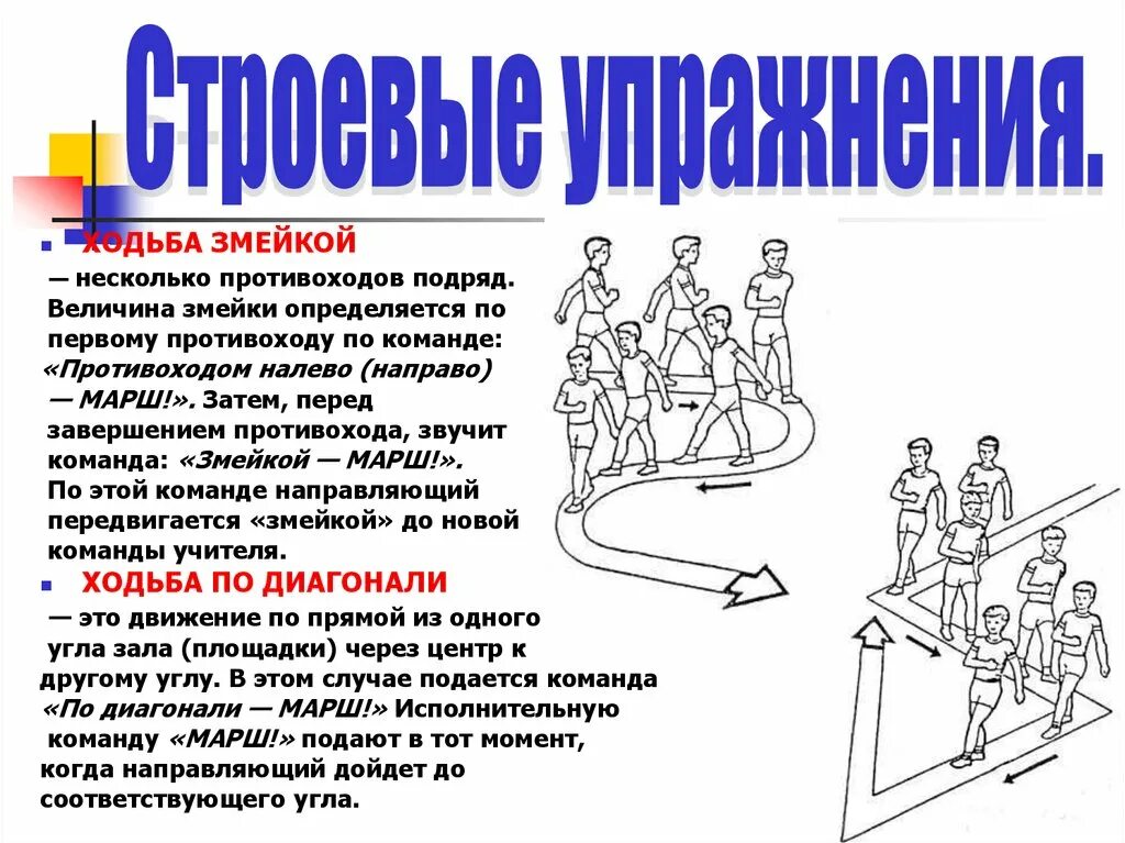 Движение змейкой. Ходьба змейкой и противоходом. Передвижение по диагонали противоходом змейкой. Строевые упражнения ходьба противоходом. Движение противоходом в гимнастике.