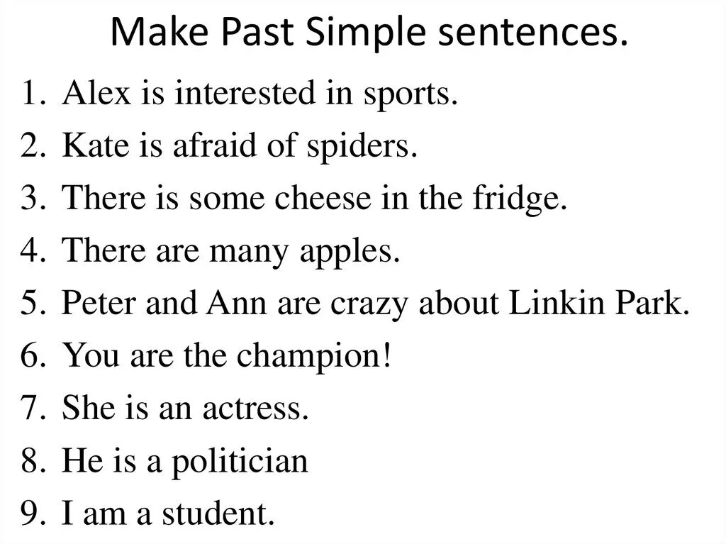 Make в паст Симпл. Past simple sentences. Past simple упражнения. Past simple задания для детей.