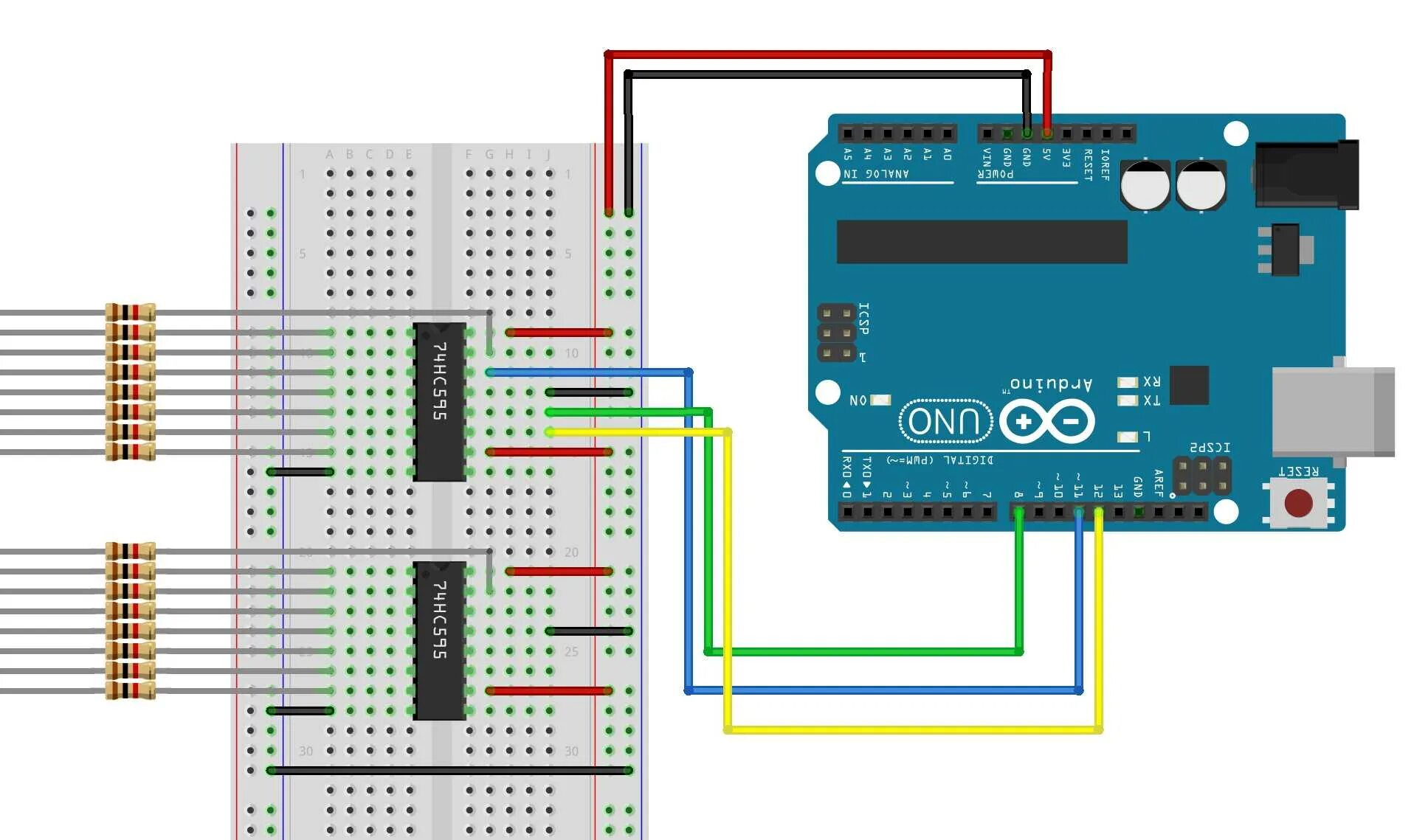 Регистры ардуино. Сдвиговый регистр 74hc595. 74hc595d Arduino. Arduino 595 74hc595. Ардуино уно sn74hc595n.