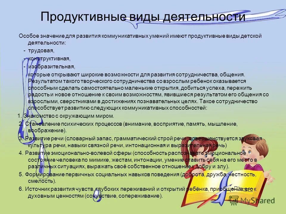 Рекомендации по видам деятельности. Продуктивные виды деятельности. Виды продуктивной деятельности детей. Продуктивные виды детской деятельности. Развитие продуктивной деятельности детей дошкольного возраста.