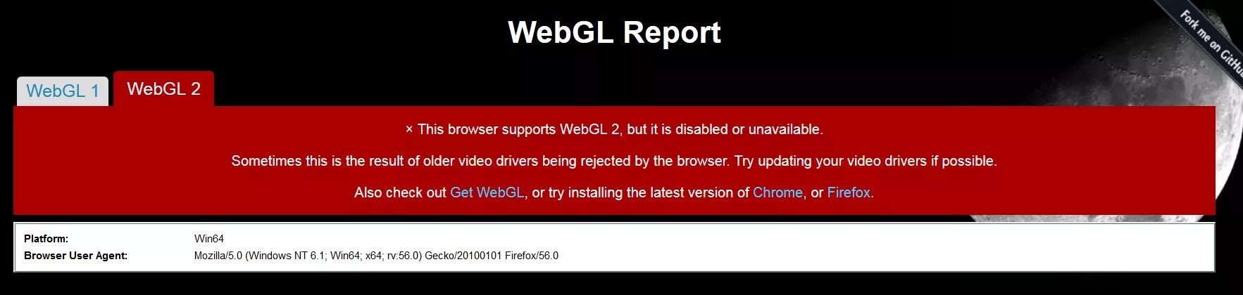 Ошибка WEBGL. Your browser does not support WEBGL.. WEBGL not supported. WEBGL not available.