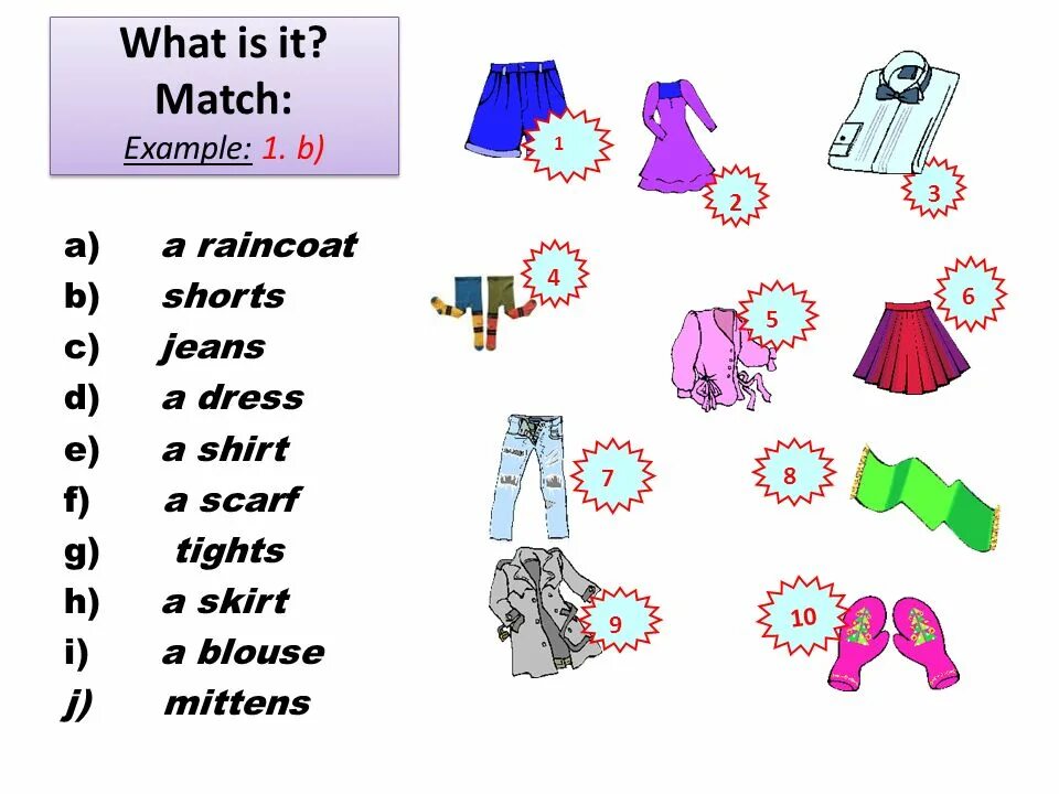 Match примеры. Английский для детей raincoat. example of matching. match sample. put on your raincoat.