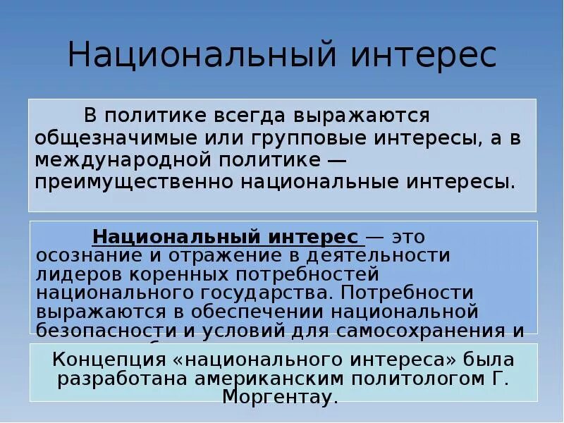 Понятие национальных интересов