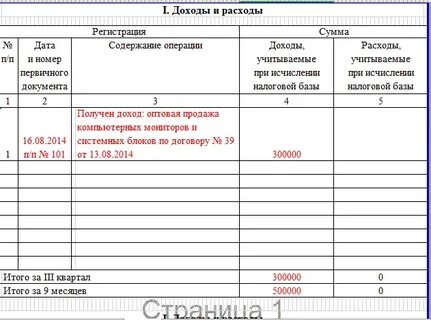 Книга учета записи доходов и расходов